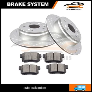For 1999-2003 Acura TL Rear Drill 2 Brake Rotors w/ 4 Ceramic Pads - Picture 1 of 7
