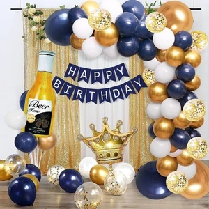 Marineblau Gold Geburtstag Party Deko für Männer Frauen Weiß - Bild 1 von 7