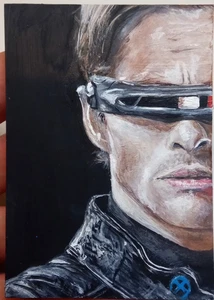 Marvel X-men Cyclops James Marsden Original Hand Painted Sketch Card Portrait - Picture 1 of 2