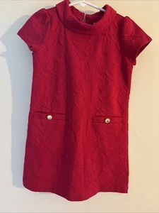 Lilly Pulitzer Textured Mini Dress Mock Neck Short Sleeve Fuchsia Girls Sz 4-5 - Picture 1 of 7