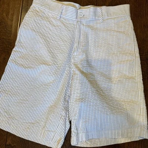 Bella Bliss Beige And White Seersucker Shorts Boys 12 EUC - Picture 1 of 7