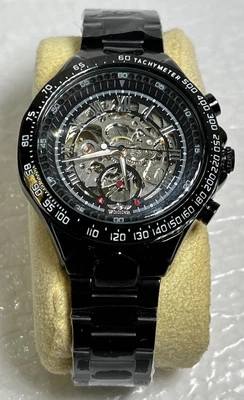 Automatic Skeleton Watch Men’s Black Stainless 44mm TM432 Casual WINNER - Image 1 of 4