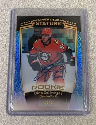 Olen Zellweger 2024-25 Upper Deck Stature Rookie Blue Auto 03/25 #44 Ducks - Image 1 of 2