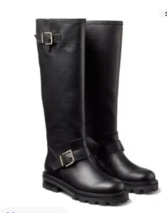 New Nwob  Jimmy Choo Women's BIKER II TALL Black  Leather Knee-High Boots, 36 - Picture 1 of 7