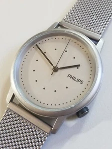 PHILIPS GENTLY USED RARE GREAT DIAL CHROME & ST. STEEL QUARTZ MEN'S WATCH - Picture 1 of 6