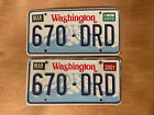 2001 2002 Washington License Plate Pair # 670 DRD