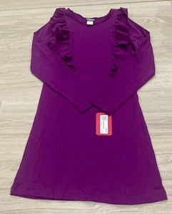 NWT Florence Eiseman Girls Knit Ruffle Dress Purple Size 12 Long Sleeve Stretch - Picture 1 of 11