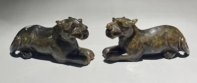 A pair of rare Chinese Hetian jade beast statues - Image 1 of 4