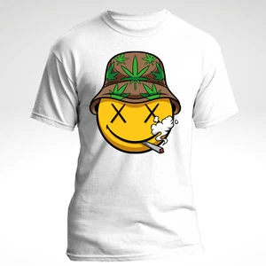 HIGH HAPPY FACE SMOKING WEED GIFTS T-SHIRT MEN - Picture 1 of 13