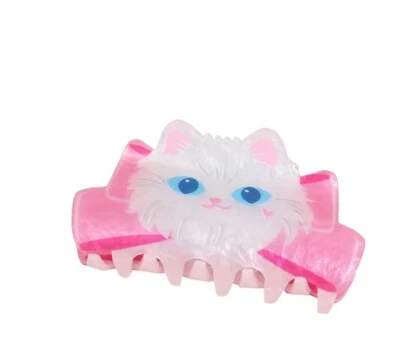 NEW White Cat with Pink Bow Hair Claw Hair Clip Hair Accessories Coquette Cute - Image 1 of 3