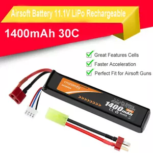3S 11.1V 1400mAh AIRSOFT LIPO BATTERY COMBAT Softair AEG mini Tamiya Deans T - Picture 1 of 8