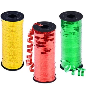 3 Rolls Christmas Curling Ribbon Red Green Golden Shiny Curl Ribbons for Gift... - Picture 1 of 7
