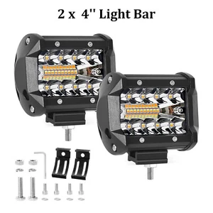 2x 4" Amber LED Pods Work Light Bar Spot Flood Driving Fog Lamp Offroad Trailer - Picture 1 of 7