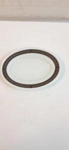 Vintage Pyrex Ebony Fleur De Lis Platter 9.5" Oval 794-27 by Corning USA Plate - Picture 1 of 4