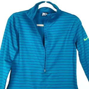 Nike Pro Damen Dri-Fit/s 1/4 Reißverschluss Pullover türkis mit blauen Streifen Größe Medium - Bild 1 von 11