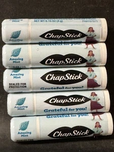 Lot Of 5 CHAPSTICK AMAZING MINT Flavor “Grateful For You!” Lip Balm New & Sealed - Picture 1 of 2