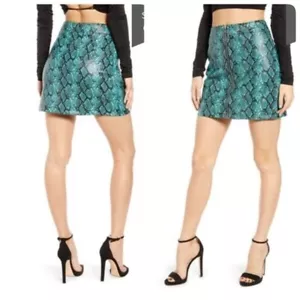 Minifalda Tiger Mist para mujer Tash imitación cuero mediana azul estampado serpiente TM6970 - Imagen 1 de 7