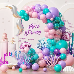 138 Uds. Arco de globos de sirena decoraciones para fiesta de cumpleaños - Picture 1 of 12