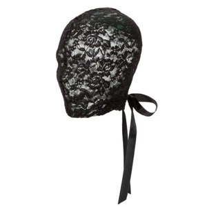 Corset Lace Hood Black - Head Full Face Party Mask Disguise - Picture 1 of 3