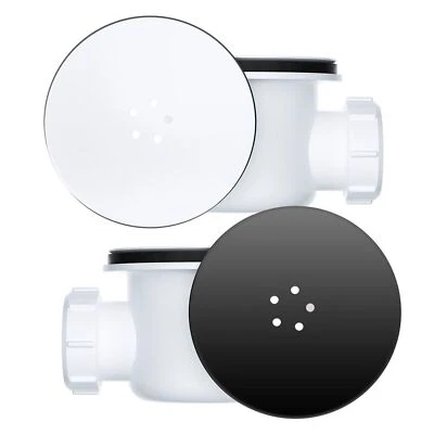 VIVA SANITARY Viva 90mm Hi-Flo Shower Tray Waste Trap & Removable Metal Cover Chrome OR Black