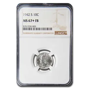1942-S Mercury Dime MS-67+ NGC (FB) - Picture 1 of 3