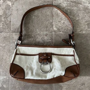 Bolso de Mano Pequeño Etienne Aigner 24116 Cuero Marrón Beige Lona Bolsillos Internos - Imagen 1 de 8