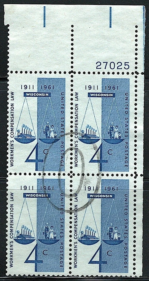 US Block of 4 SON Cancel stamp Scott# 1186, (used) - Image 1 of 1