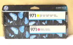 HP 971 Magenta & Yellow CN623AE CN623AE Genuine Original Date 2016/17 Pages 2500 - Picture 1 of 5
