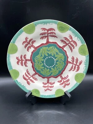 "Plato de postre lateral Anthropologie Agata verde azul patrón abstracto 8,25"" nuevo con etiquetas" Foto 1 de 4