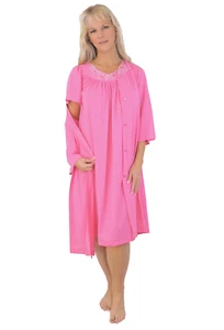 Shadowline Nightgown Robe Set Womens Rosy Pink Nylon Short Sleepwear Pajamas - Picture 1 of 6