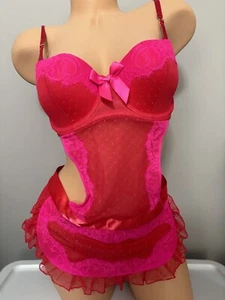 Lingerie grembiule da cameriera in pizzo sexy Victoria's Secret taglia 34D - Foto 1 di 6