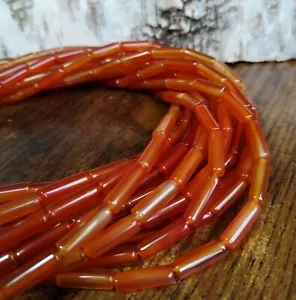 😏 Karneol Walzen / Röhrchen 13x4 mm Perlen Strang für Armband, Kette & mehr 😉 - Bild 1 von 2