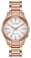 Citizen Ladies Eco-Drive Modena Silver Dial Pink Gold Watch 36MM EM0593-56A