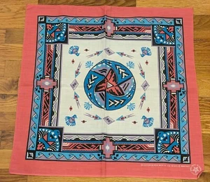 Vintage Southwest Aztec Bandana - USA 14193 Wamcraft - Handkerchief Bird Boho - Picture 1 of 10