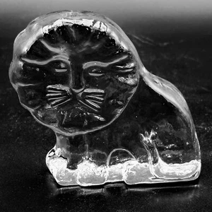 Kosta Boda Glass Zoo Series by Bertil Vallien Lion 70's Sweden Paperweight Vtg - Picture 1 of 11