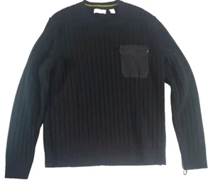 Calvin Klein Men's Regular Fit Ribbed Zip Pocket Sweater, Black , Large Heavy - Picture 1 of 11