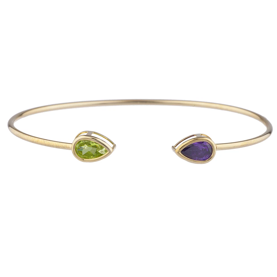 Brazalete Brazalete Bisel Pera Alejandrita y Peridoto Oro 14Kt Foto 1 de 4