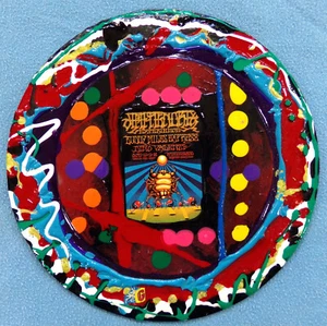 Psychedelisches Jimi Hendrix Kunst Collage Gemälde auf 7" Vinyl, Original Shiring 2024 - Bild 1 von 6