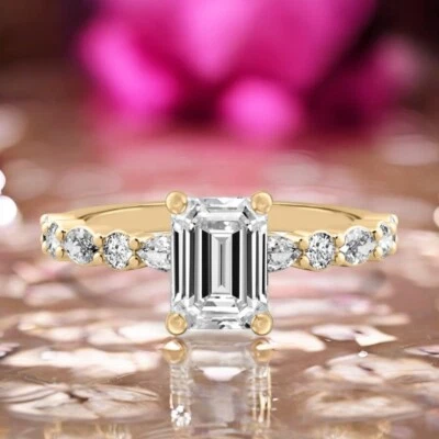 Black Friday 1.60 Carat IGI Lab Created Emerald Cut Diamond Ring 14K Yellow Gold - Image 1 of 4