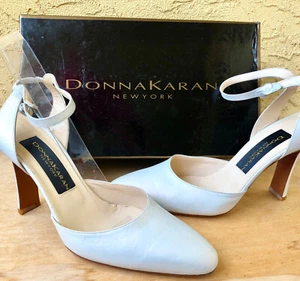 Donna Karan New York White Pump Ankle Strap Womens 8.5 Vintage '84 with Box - Picture 1 of 15