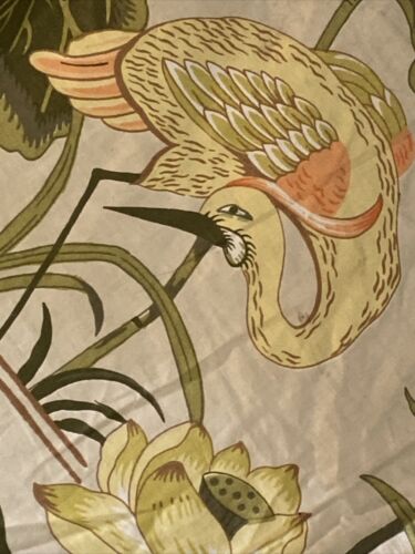 Superbes grues orientales en tissu Art Nouveau Chintz vintage 1974 3 mx1,4