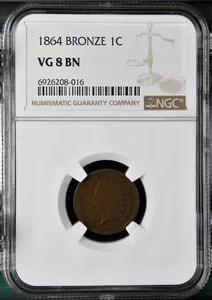 1864 Indian Cent Bronze NGC VG8 - Picture 1 of 4