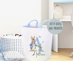 Personalised storage tube, RABBIT PRINT toy basket, nursery room item, kids bag, - Picture 1 of 2