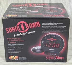 Sonic Bomb Dual Extra Loud Alarm Clock with Bed Shaker, Black - TESTED - - Picture 1 of 2