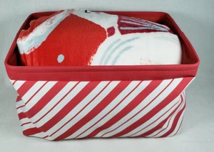 VIP HALLMARK CHANNEL Snowman Throw Blanket And Candy Cane Striped Basket - Picture 1 of 16