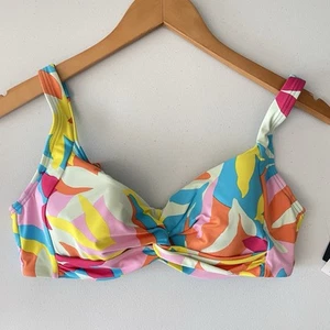 Lands End Size 8 Retro Floral Underwire Twist Front Bikini Top Chlorine Resis - Picture 1 of 8