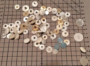 Lot Of 75 Vintage MOP Mother of Pearl Buttons Various Patterns Sizes Colors - Picture 1 of 7
