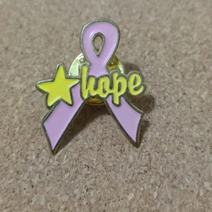 Breast Cancer Ribbon Pink Hope Star Lapel Pin Back - Picture 1 of 3