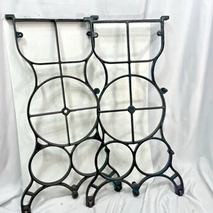 2 Antique Treadle Sewing Machine Cabinet Base Metal Cast Iron Legs - Picture 1 of 10