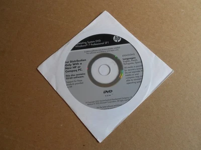 HP Compaq Windows 7 Professional SP1 32-Bit DVD System Recovery Media Software - Image 1 of 4